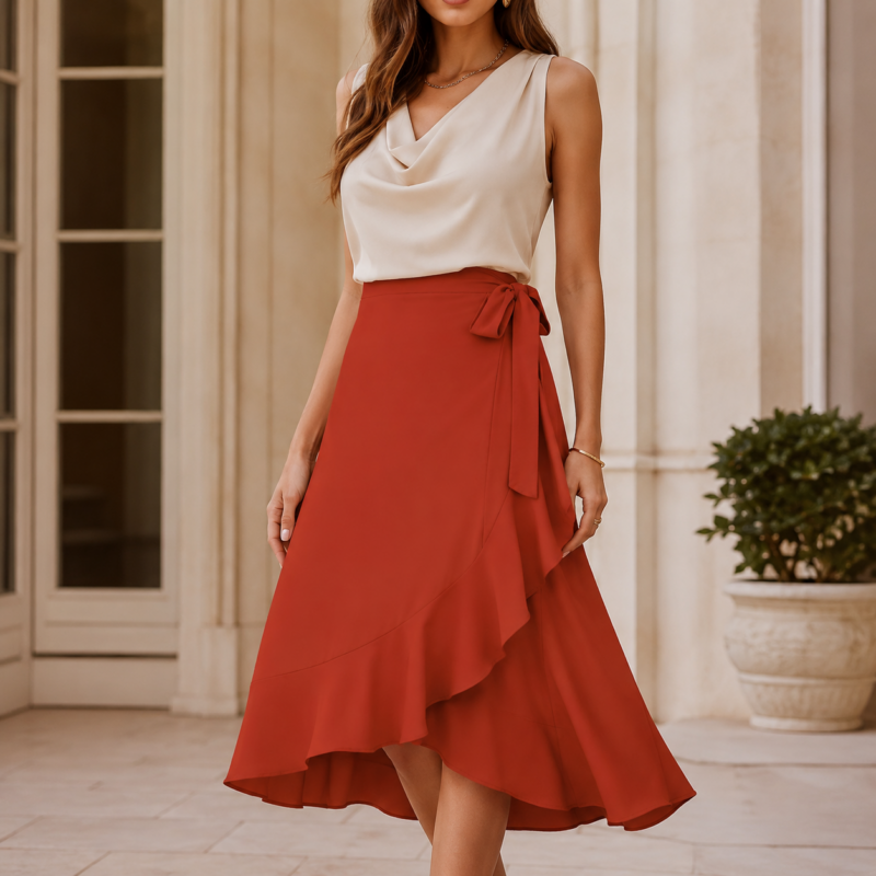 Jupe Plissée Terracotta