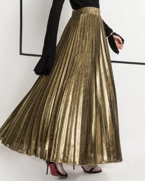 Jupe Longue Plissée Dorée